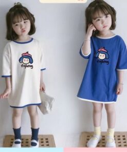 Đầm Cotton Thời Trang Hàn Quốc Dành Cho Bé Gái 1-8 Tuổi